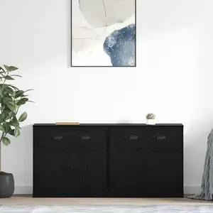 vidaXL Buffets 2 pcs Chêne noir 70 x 35,5 x 67,5 cm Bois d'ingénierie pas cher