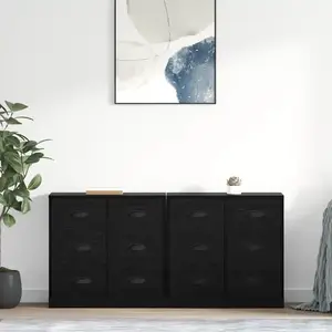 vidaXL Buffets 2 pcs Chêne noir 70 x 35,5 x 67,5 cm Bois d'ingénierie pas cher