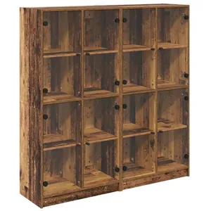 vidaXL Vidaxl Haut Armoire 2 Pcs Bois Ancien 136 X 37 X 142 Cm