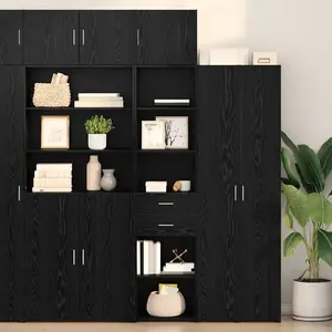 vidaXL Haut Armoire Chêne noir 50 x 42,5 x 185 cm Bois d'ingénierie pas cher