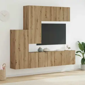vidaXL Unité murale de TV 5 pcs Chêne artisanal Bois d'ingénierie pas cher