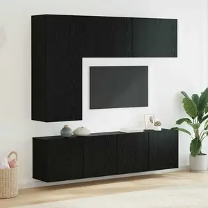 vidaXL Meubles TV muraux 5 pcs Chêne noir Bois d'ingénierie pas cher