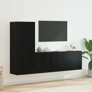 vidaXL Meubles TV muraux 5 pcs Chêne noir Bois d'ingénierie pas cher