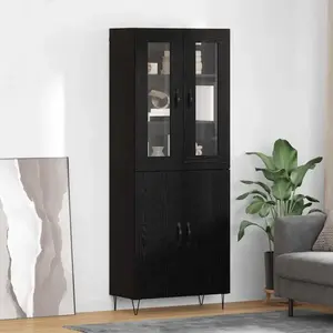 vidaXL Vidaxl Haut Armoire Chêne Blanc Et Noir 69,5 X 34 X 180 Cm pas cher