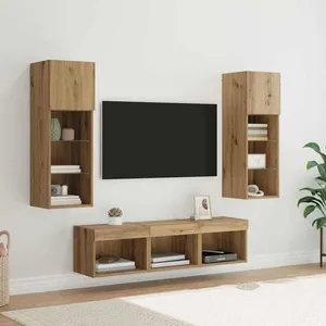 vidaXL Vidaxl Meubles Tv Muraux 5 Pcs Chêne Noir 60 X 30 X 30 Cm pas cher
