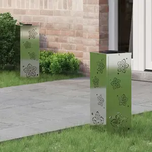 vidaXL Lumière de chemin LED solaire 2 pcs Galvanisé Galvanisé pas cher