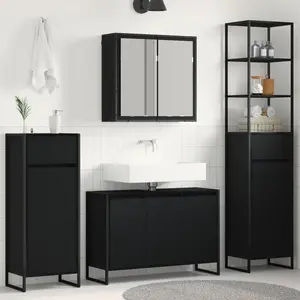 vidaXL Ensemble de mobilier de salle de bain avec tiroir Chêne noir pas cher