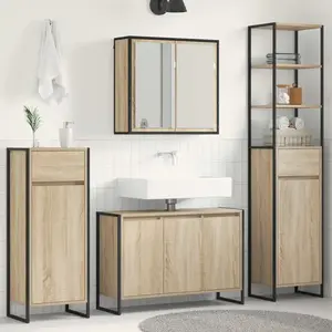 vidaXL Ensemble de mobilier de salle de bain avec tiroir Chêne Sonoma pas cher
