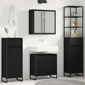vidaXL Ensemble de mobilier de salle de bain avec tiroir Chêne noir pas cher