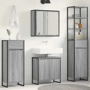 vidaXL Ensemble de mobilier de salle de bain avec tiroir Gris Sonoma pas cher