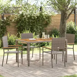 vidaXL Chaises de Jardin 4 pcs Gris, Marron pas cher