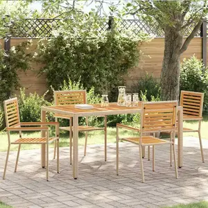 vidaXL Chaises de Jardin 4 pcs Crème, Brun pas cher