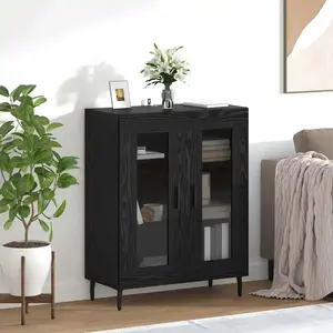 vidaXL Buffet Chêne noir 69,5 x 34 x 90 cm Bois d'ingénierie pas cher