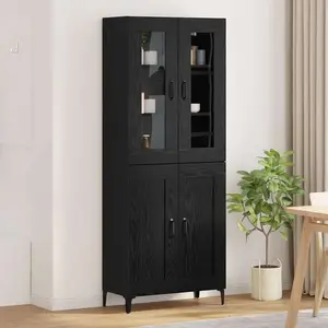 vidaXL Haut Armoire Chêne noir 69,5 x 34 x 180 cm Bois d'ingénierie pas cher