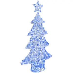 vidaXL Sapin de Noël avec 160 LED Bleu 150 cm Acrylique pas cher