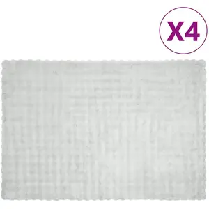 vidaXL Couverture en Fourrure de Lapin Synthétique 4 pcs Gris pas cher