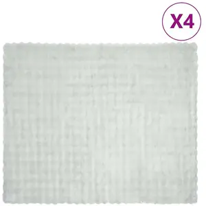 vidaXL Couverture en Fourrure de Lapin Synthétique 4 pcs Gris pas cher