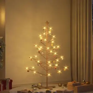 VIDAXL Arbre De Noël En Bois Avec Support Marron 150 Cm Bois Massif En Pin pas cher