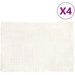 vidaXL Couverture en Fourrure de Lapin Synthétique 4 pcs Blanc pas cher