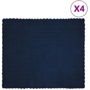 vidaXL Couverture en Fourrure de Lapin Synthétique 4 pcs Bleu Marine pas cher