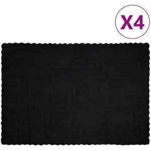 vidaXL Couverture en Fourrure de Lapin Synthétique 4 pcs Noir pas cher