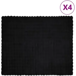 vidaXL Couverture en Fourrure de Lapin Synthétique 4 pcs Noir pas cher