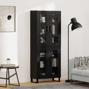 vidaXL vidaXL Haut Armoire 2 pcs Chêne noir Bois Aggloméré et Verre