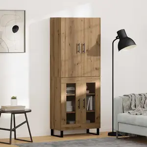 vidaXL Haut Armoire 2 pcs Chêne artisanal Bois Aggloméré et Verre pas cher