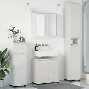 Comparateur de prix : vidaXL Vidaxl Ensemble De Mobilier De Salle De Bain 4 Pcs Blanc Brillant