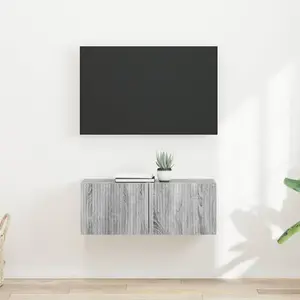vidaXL Meuble TV mural 2 pcs Gris Sonoma 60 x 31 x 29.5 cm pas cher