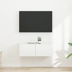 vidaXL Meuble TV mural 2 pcs Blanc Brillant 60 x 31 x 29.5 cm pas cher