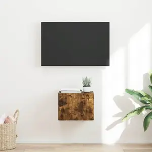 vidaXL Meuble TV mural Chêne fumé 60 x 31 x 29.5 cm Bois d'ingénierie pas cher