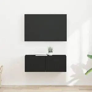 vidaXL Meuble TV mural 2 pcs Noir 60 x 31 x 29.5 cm Bois d'ingénierie pas cher