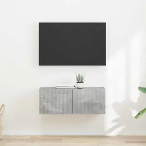 vidaXL Meuble TV mural 2 pcs Béton 60 x 31 x 29.5 cm Bois d'ingénierie pas cher