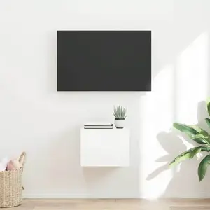 vidaXL Meuble TV mural Montage mural Blanc Brillant 60 x 31 x 29.5 cm pas cher