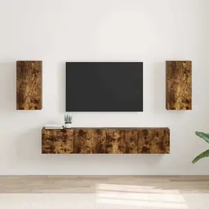 vidaXL Meuble TV mural Montage mural 2 pcs Chêne fumé 30 x 31 x 60 cm pas cher