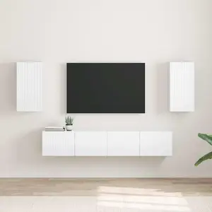 vidaXL Meuble TV mural 2 pcs Blanc Brillant 30 x 31 x 60 cm pas cher