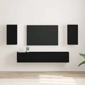 vidaXL Meuble TV mural 2 pcs Noir 30 x 31 x 60 cm Bois d'ingénierie pas cher