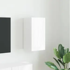 vidaXL Meuble TV mural Montage mural Blanc Brillant 30 x 31 x 60 cm pas cher