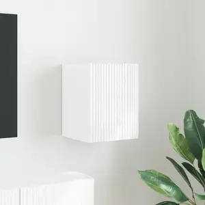 vidaXL Meuble TV mural Montage mural Blanc Brillant 30 x 31 x 40 cm pas cher