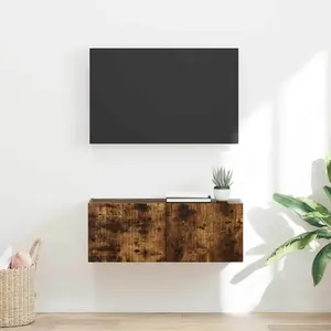vidaXL Meuble TV mural Chêne fumé 60 x 31 x 29.5 cm Bois d'ingénierie pas cher