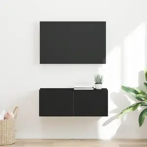 vidaXL Meuble TV mural Noir 60 x 31 x 29.5 cm Bois d'ingénierie pas cher