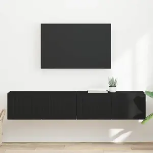 vidaXL Meuble TV mural 2 pcs Noir 60 x 31 x 29.5 cm Bois d'ingénierie pas cher