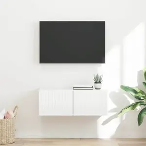 vidaXL Meuble TV mural Blanc 60 x 31 x 29.5 cm Bois d'ingénierie pas cher