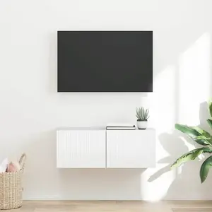 vidaXL Meuble TV mural Montage mural Blanc Brillant 60 x 31 x 29.5 cm pas cher