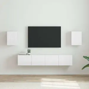 vidaXL Meuble TV mural 2 pcs Blanc Brillant 30 x 31 x 40 cm pas cher