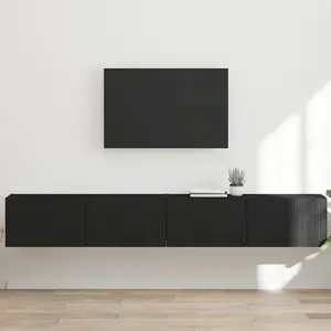 vidaXL Meuble TV mural 2 pcs Noir 98 x 31 x 29,5 cm Bois d'ingénierie pas cher