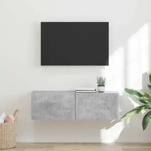 vidaXL Meuble TV mural Béton 60 x 31 x 29.5 cm Bois d'ingénierie pas cher