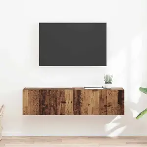 vidaXL Meuble TV mural 2 pcs Bois Ancien 60 x 31 x 29.5 cm pas cher