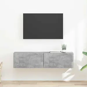 vidaXL Meuble TV mural 2 pcs Béton 60 x 31 x 29.5 cm Bois d'ingénierie pas cher